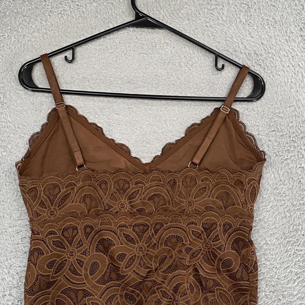 Aerie Y2K Babydoll Tank Womens M DD Brown Floral Lace Tanktop Fairy Earthy - Picture 10 of 12